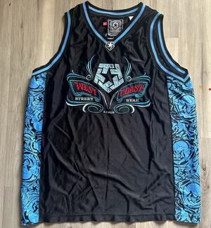 VTG Tribal Gear XL Basketball Jersey Embroidered Graffiti West Coast Skull Y2K